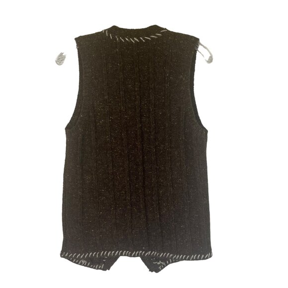 IVY Wool Blend Hand Embroidery Knit Vest Womens Small Brown New - Picture 2 of 12